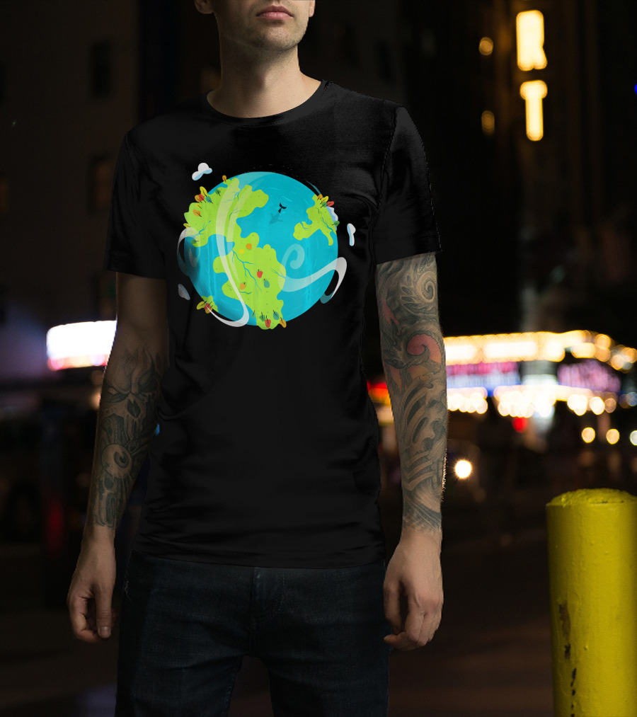 Earth Day Mother Planet Tree Dolphin Scenic Globe T-Shirt