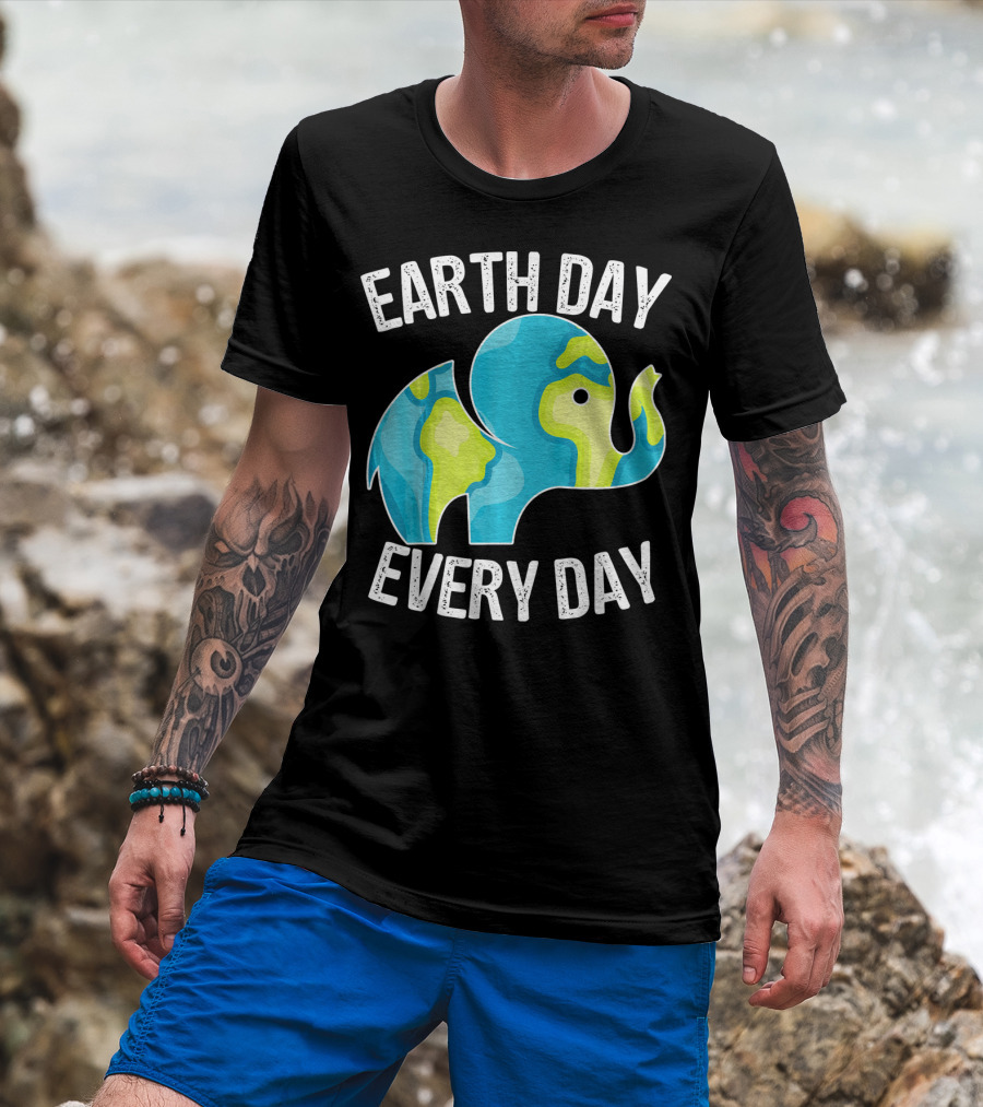 Earth Day Every Day Elephant Vintage Earth T-Shirt