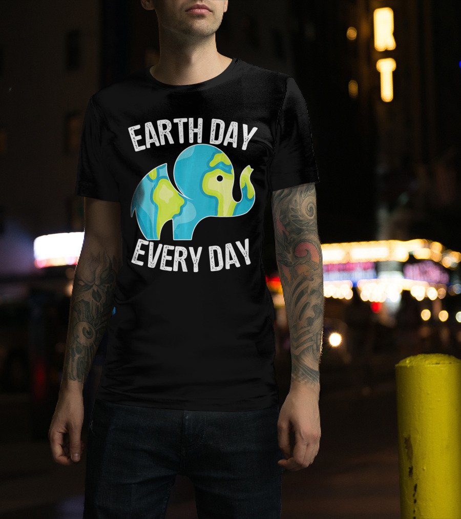 Earth Day Every Day Elephant Vintage Earth T-Shirt
