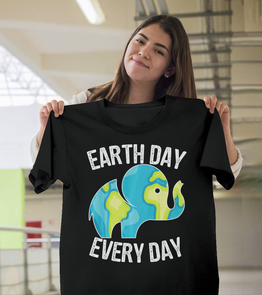 Earth Day Every Day Elephant Vintage Earth T-Shirt