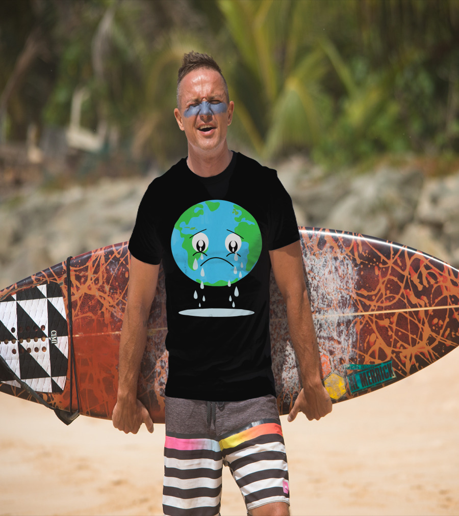 Sad Earth Crying Environmental Green Planet T-Shirt