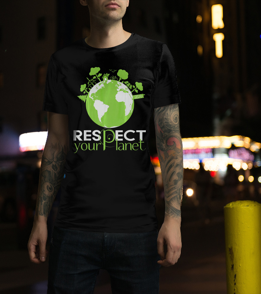 Respect Your Planet Earth Day Green Eco Symbols T-Shirt
