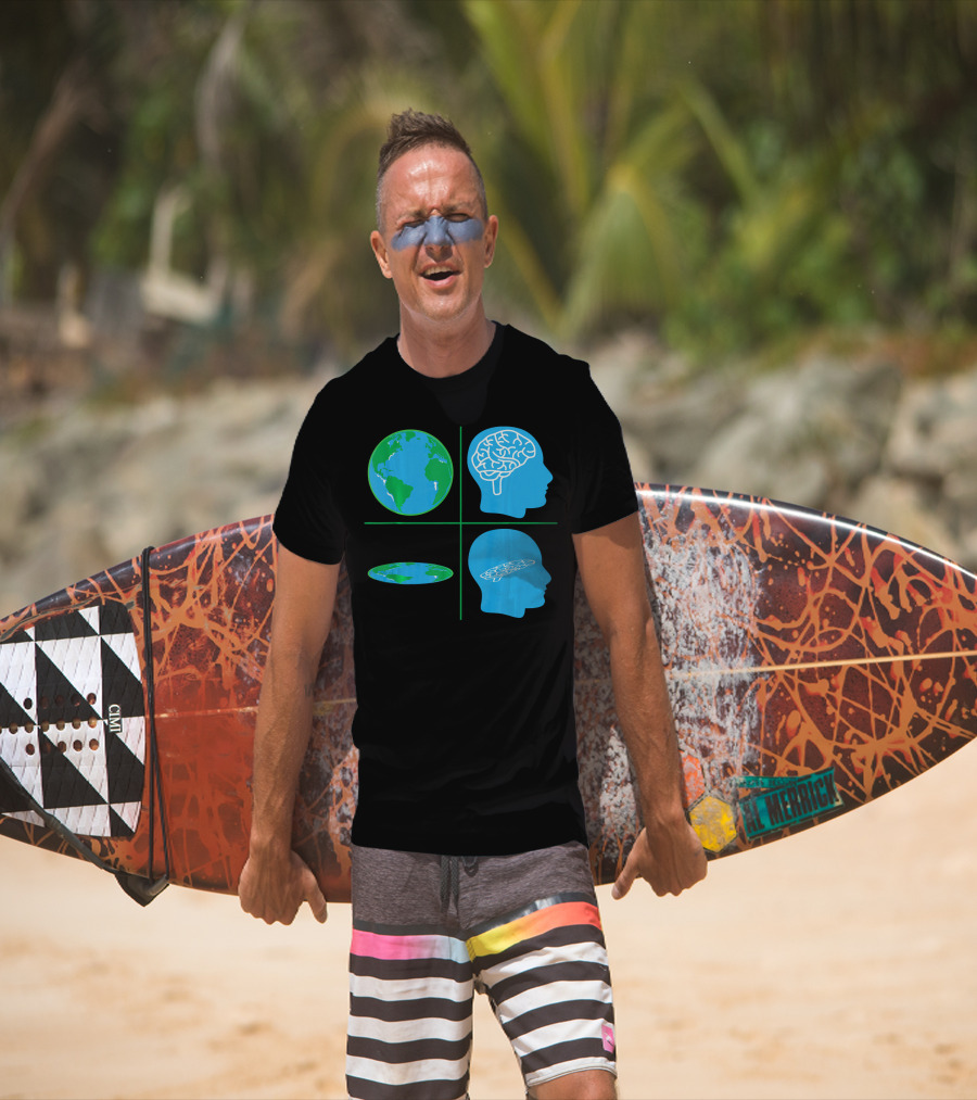 Flat Earth Society Flat Brain Memes Globes And Brain Flatheads T-Shirt