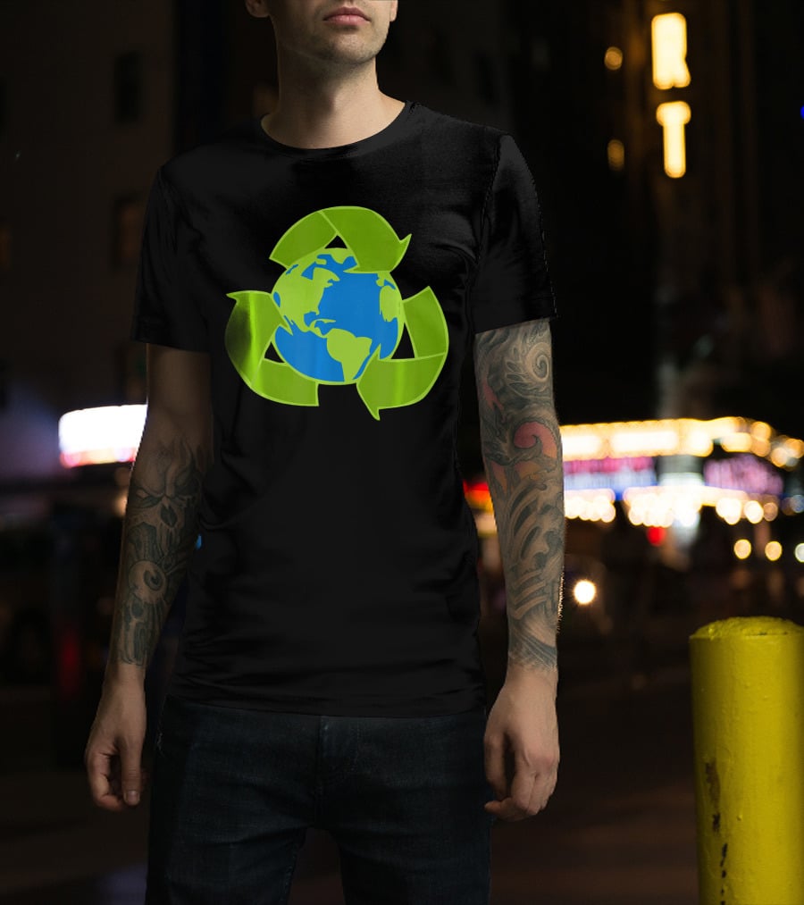 Planet Earth Recycle Symbol Env Eco-Friendly T-Shirt