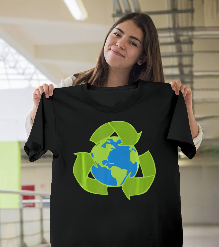 Planet Earth Recycle Symbol Env Eco-Friendly T-Shirt