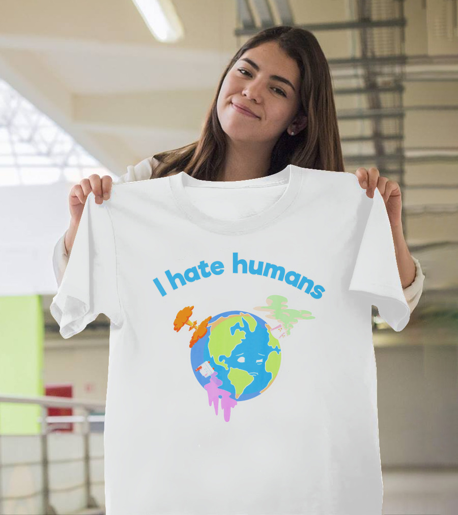 I Hate Humans Earth with Pollution Icons Earth Day Every Day T-Shirt