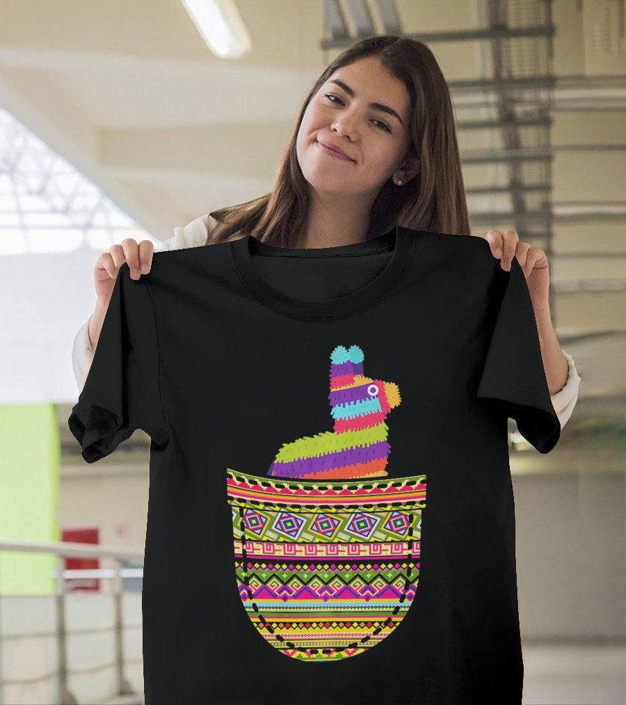 Mexican Pinata Pocket Cinco De Mayo Fiesta Colorful T-Shirt