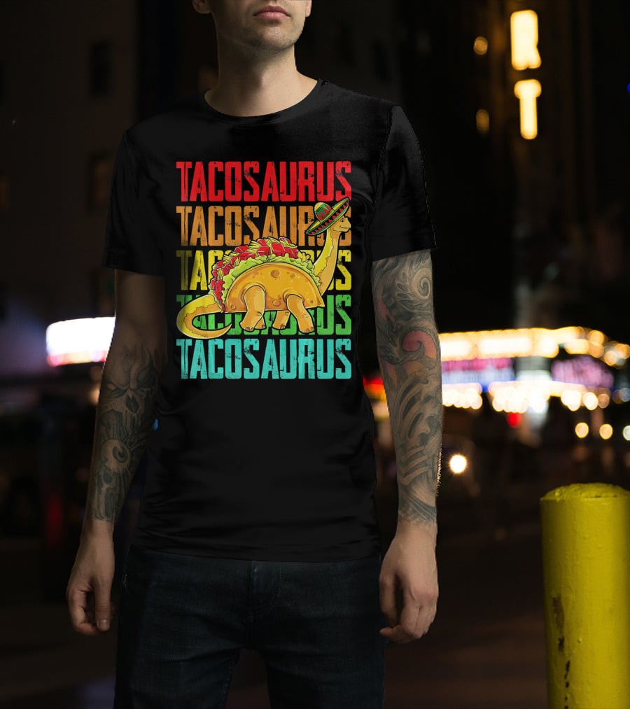 Tacosaurus Sombrero Dinosaur Taco Mexican Fiesta T-Shirt
