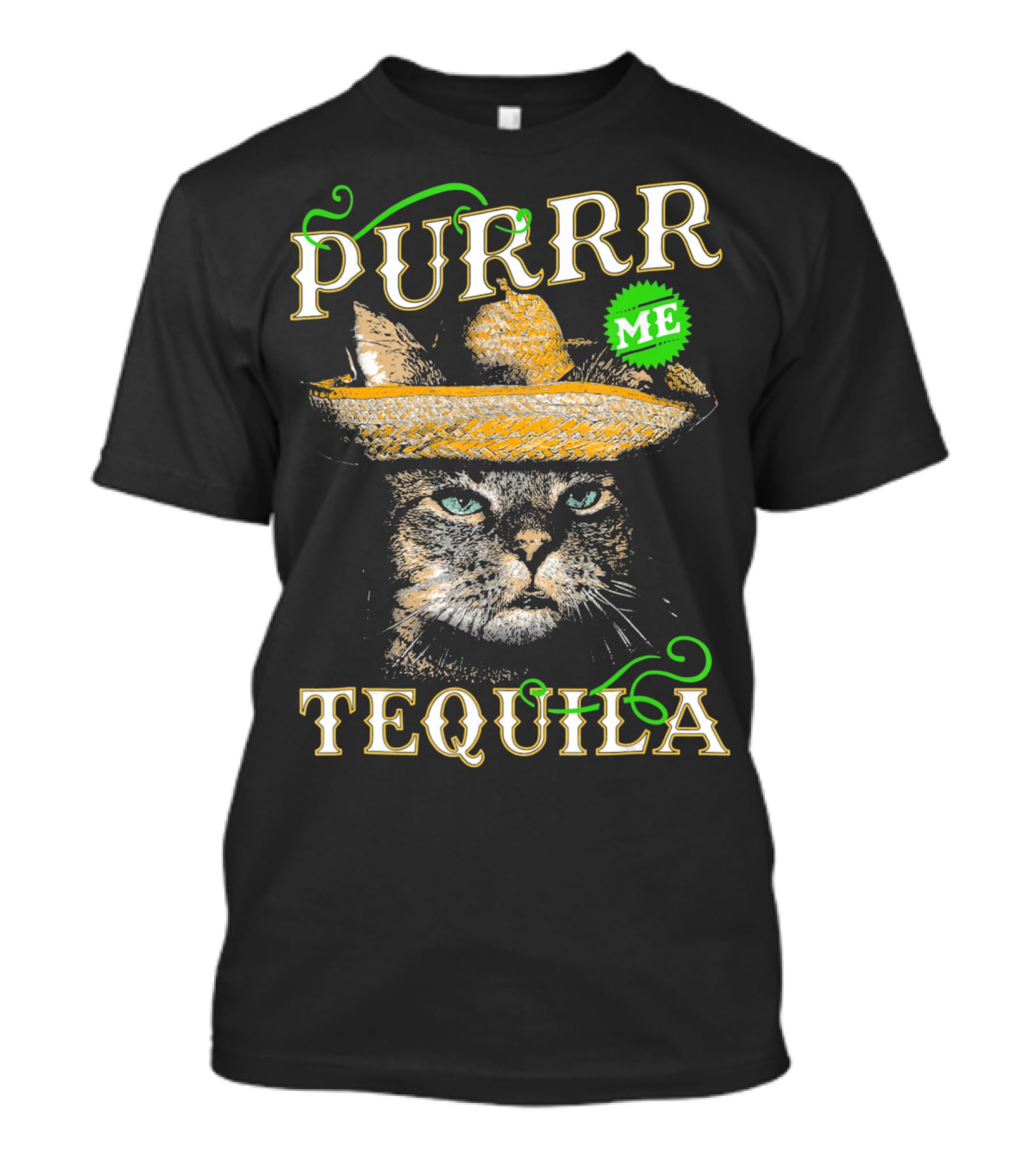 Purrr Me Tequila Funny Cat Lover Mexican Sombrero T-Shirt