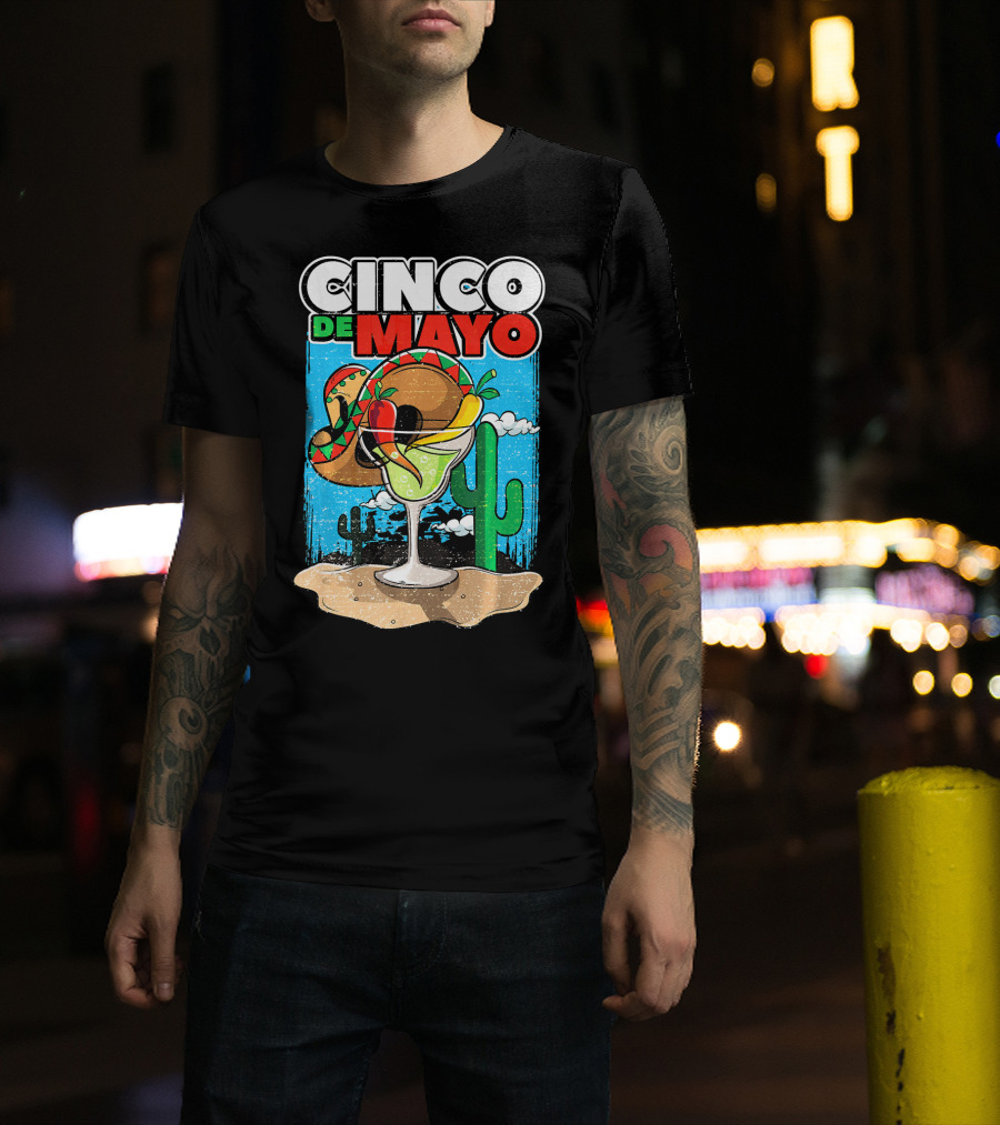 Cinco De Mayo Margarita Cactus Sombrero Fiesta T-Shirt