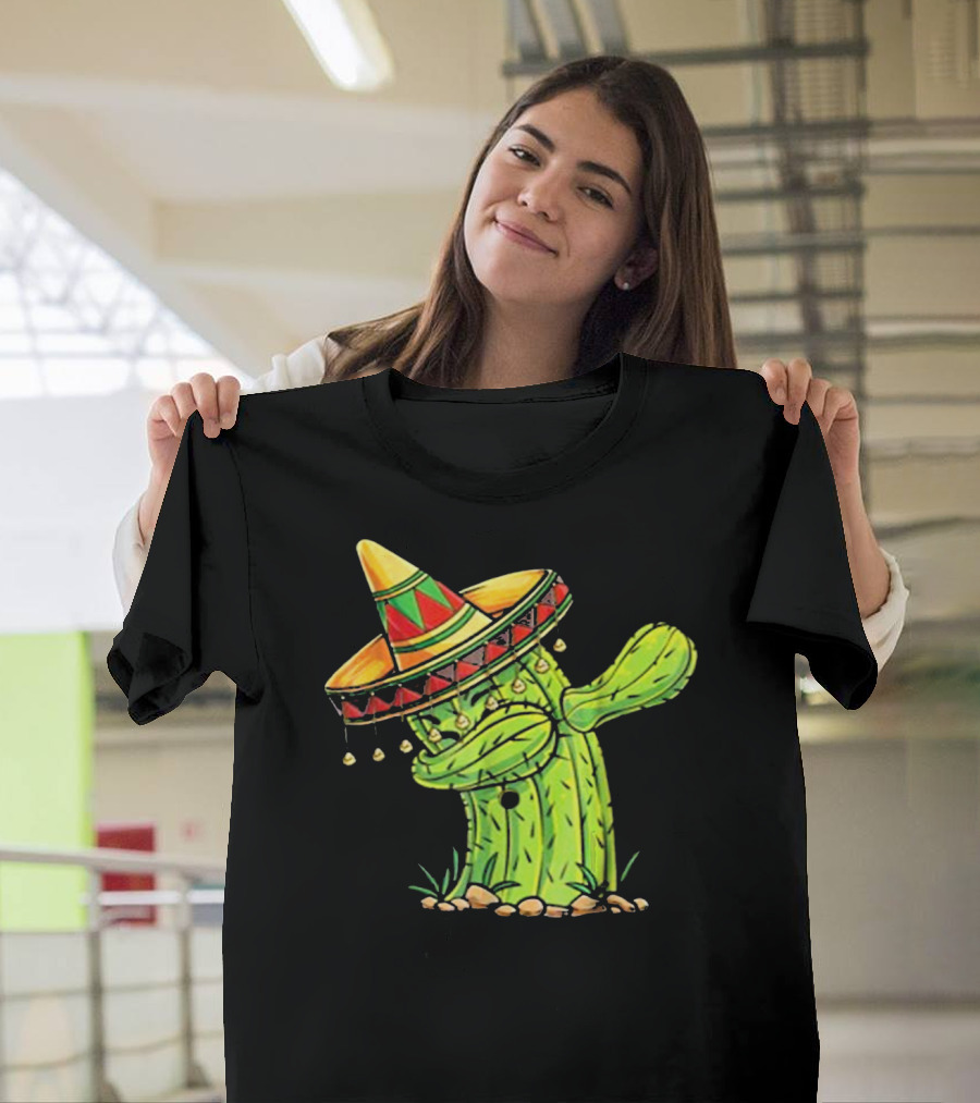 Cinco de Mayo Dabbing Cactus with Sombrero Mex T-Shirt