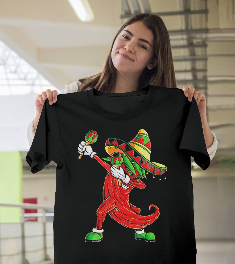Dabbing Chili Sombrero Maracas Festival Fiery Dance T-Shirt