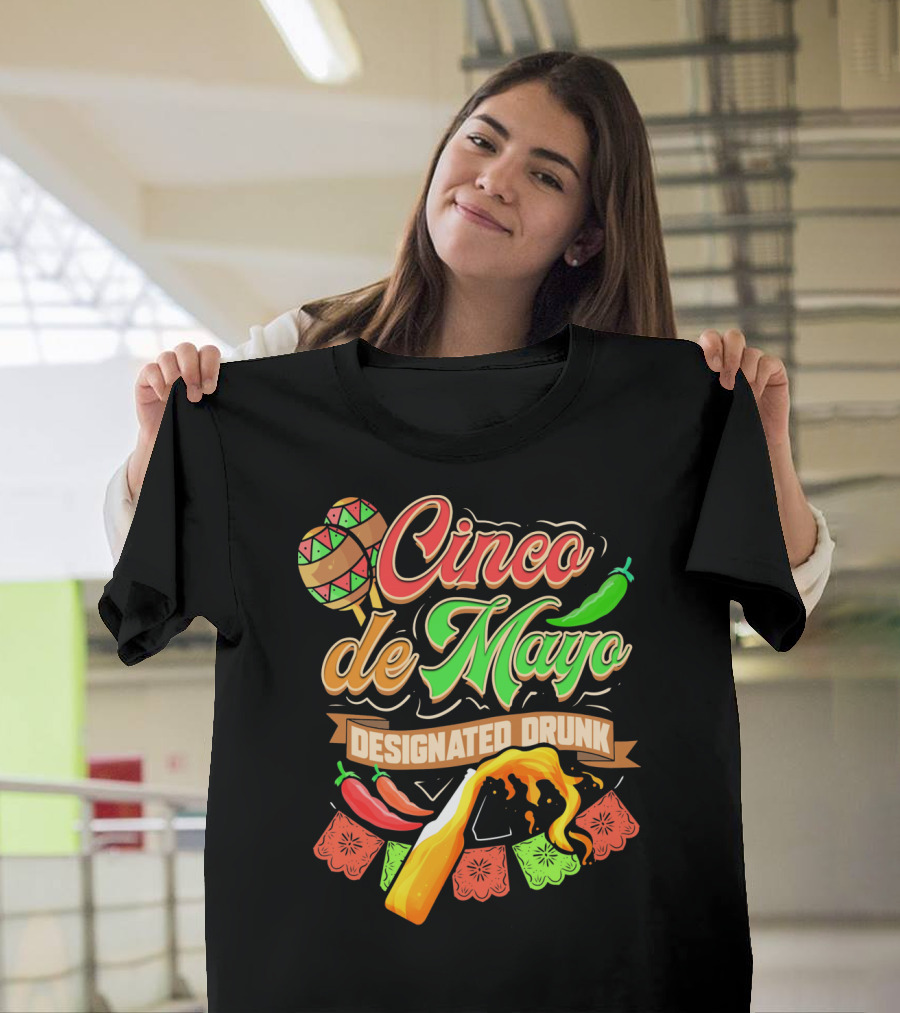 Cinco de Mayo Designated Drunk Peppers Beer Fiesta T-Shirt