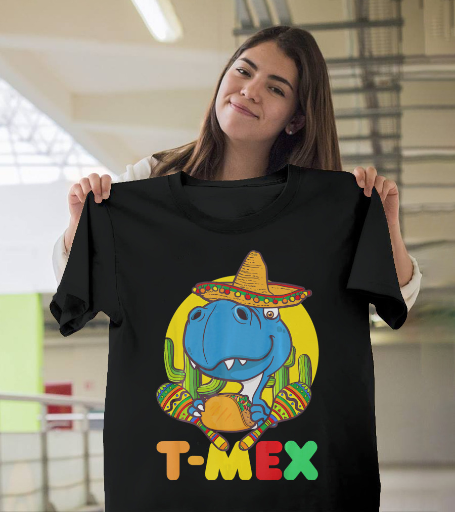 T-Mex Funny Cinco De Mayo Dinosaur Rex With Sombrero And Taco T-Shirt