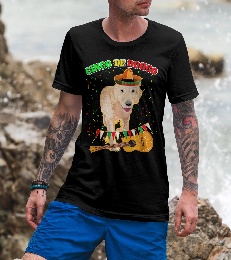 Cinco De Doggo Golden Retriever Sombrero Guitar Fiesta T-Shirt