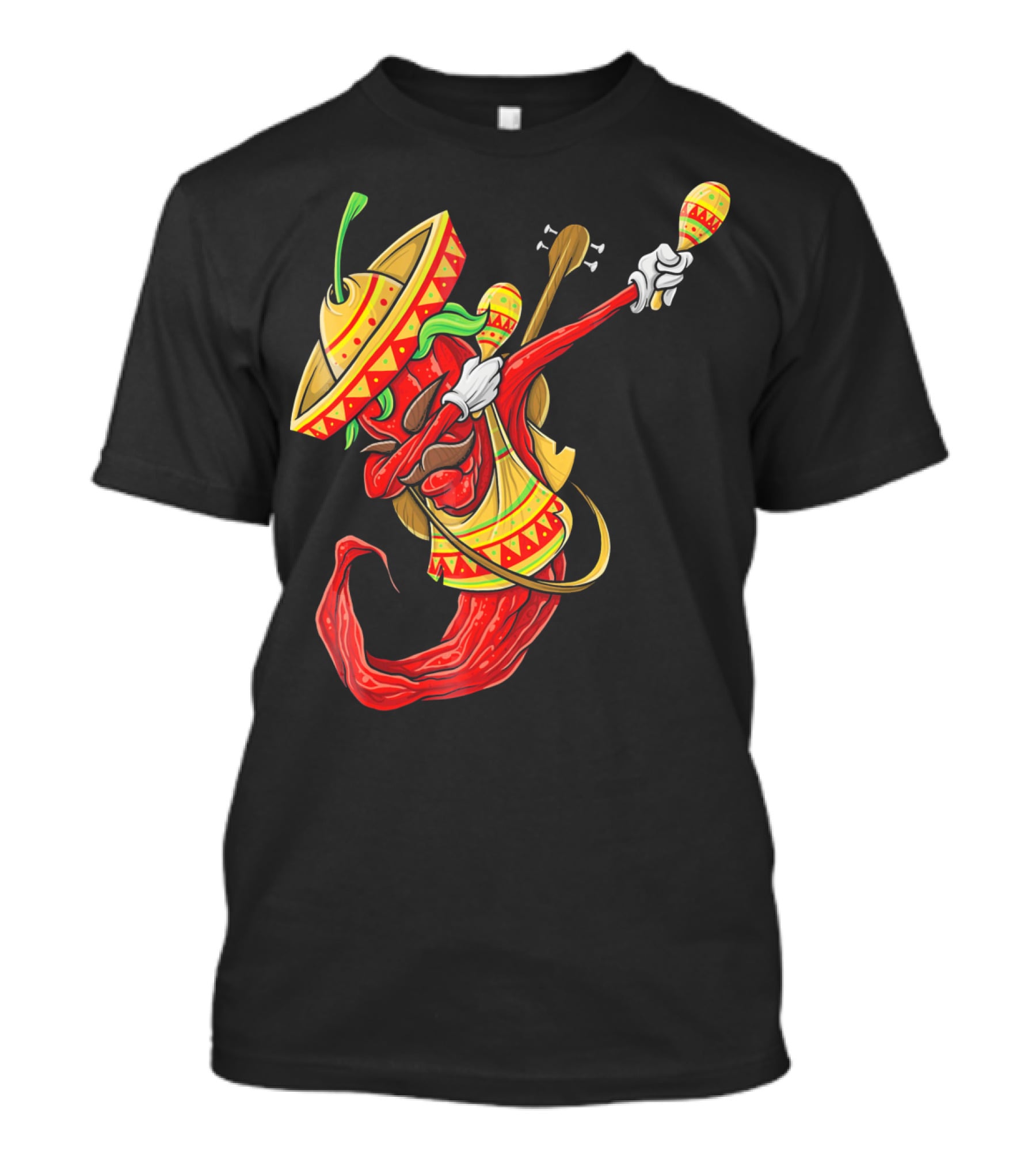 Cinco De Mayo Dabbing Chili Pepper With Sombrero And Maracas T-Shirt