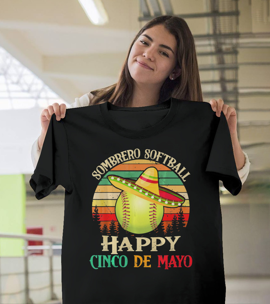 Sombrero Softball Happy Cinco De Mayo T-Shirt
