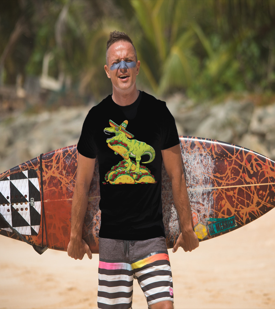 T Rex Sombrero Sunglasses Taco Cinco De Mayo Kids Boy T-Shirt