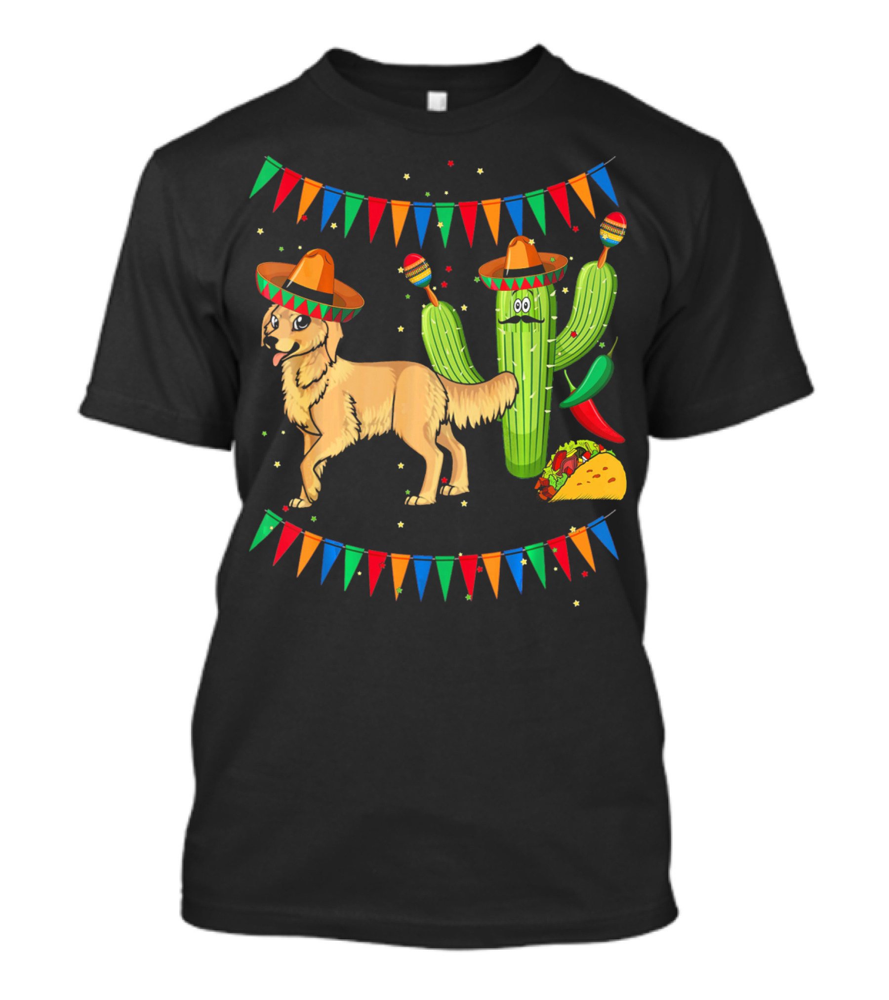 Sombrero Golden Retriever Dog Cactus Taco Fiesta Mexico Iconic T-Shirt