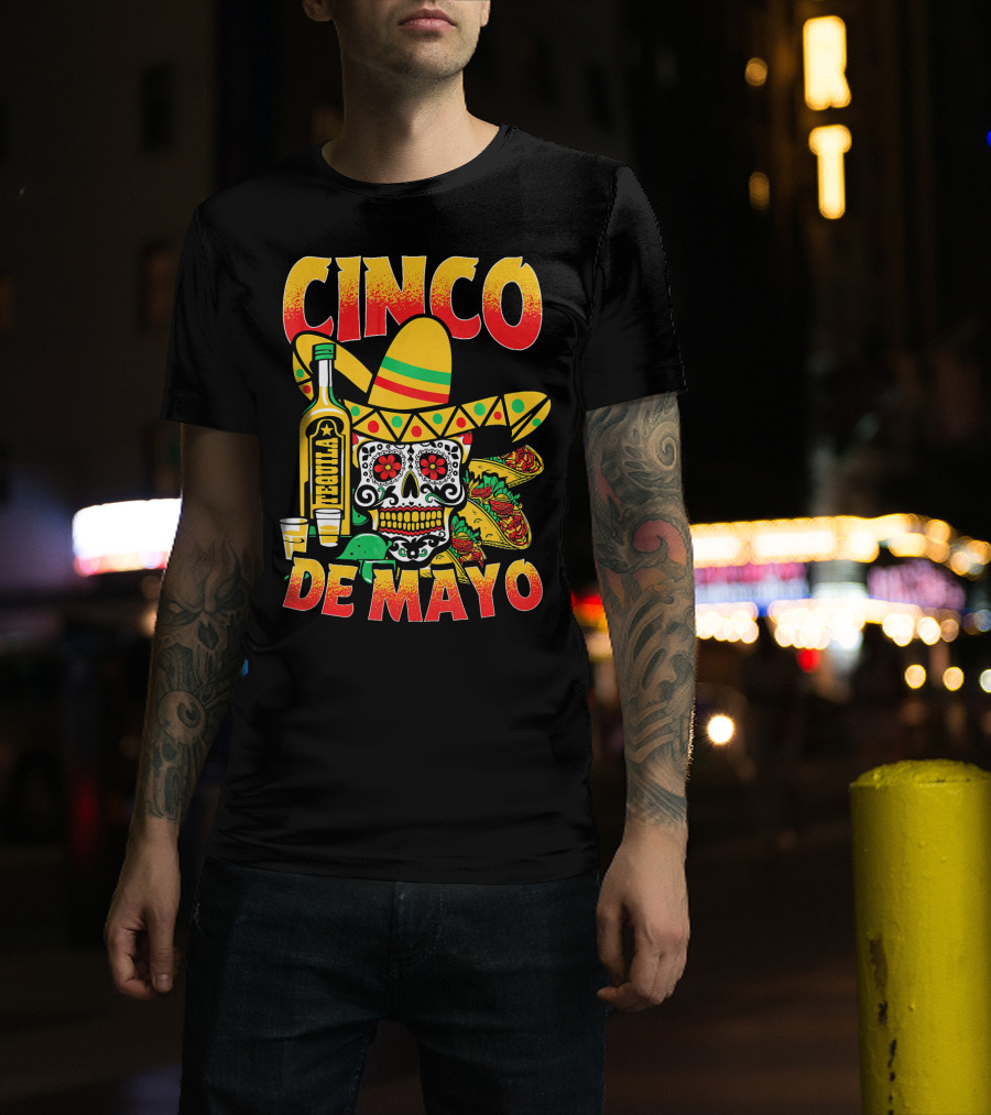 Cinco De Mayo Fiesta Tequila Sombrero Skull Tacos Party Fun T-Shirt