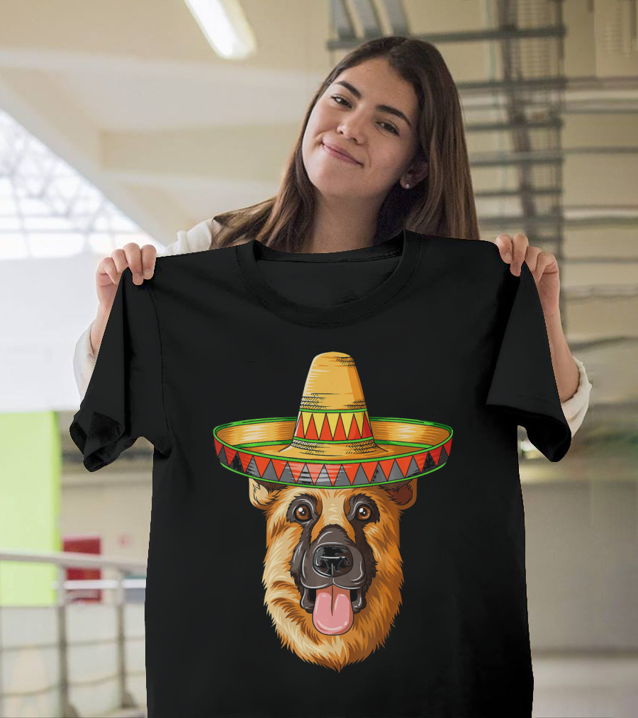 German Shepherd Sombrero Cinco De Mayo Mexican T-Shirt