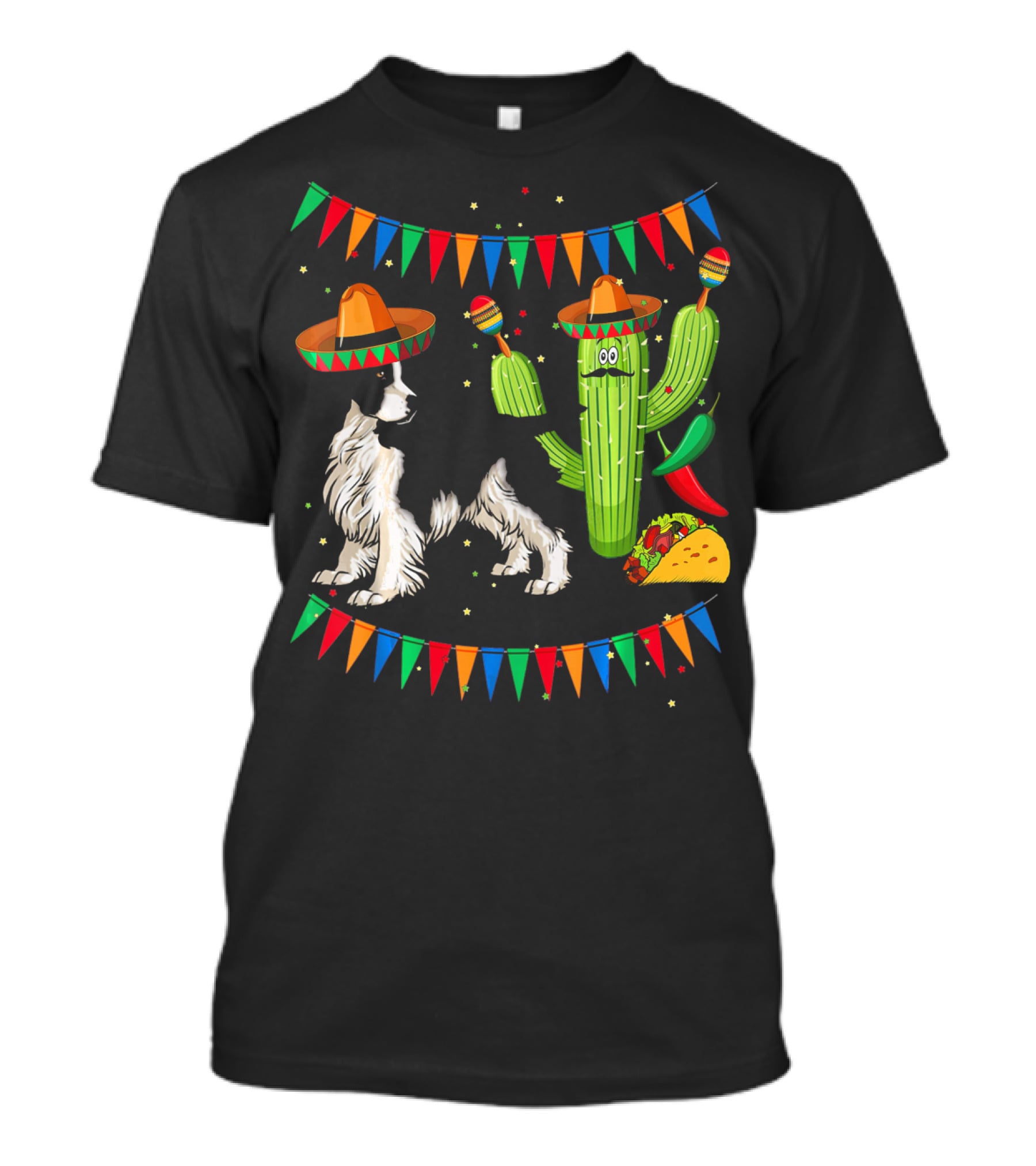 Sombrero English Springer Spaniel Dog With Cactus And Taco Fiesta T-Shirt