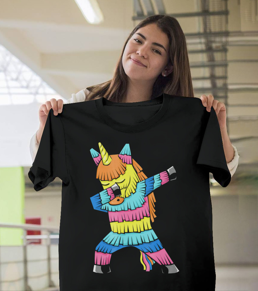 Cinco De Mayo Unicorn Dabbing Colorful Pinata Fun T-Shirt