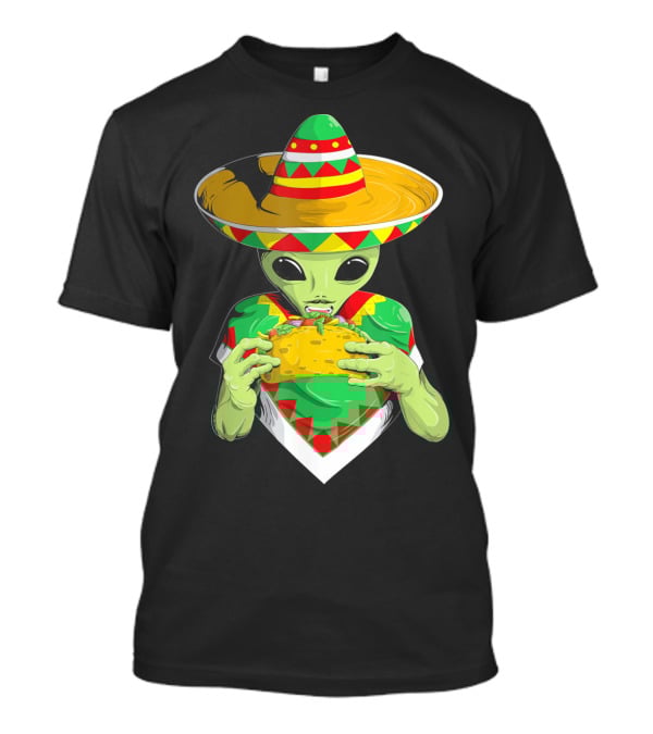 Cinco De Mayo Sombrero Alien Eating Taco T-Shirt