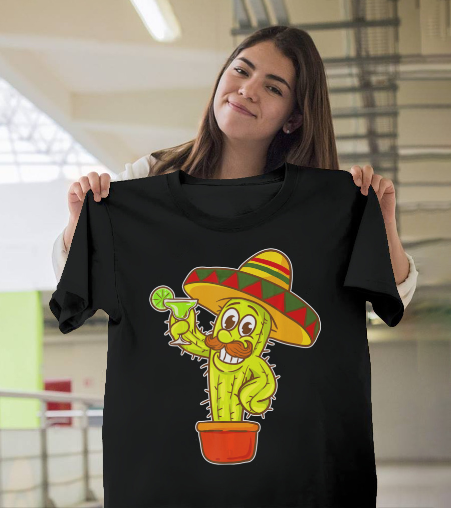 Cinco DE Mayo Cactus Costume Sombrero Margarita T-Shirt