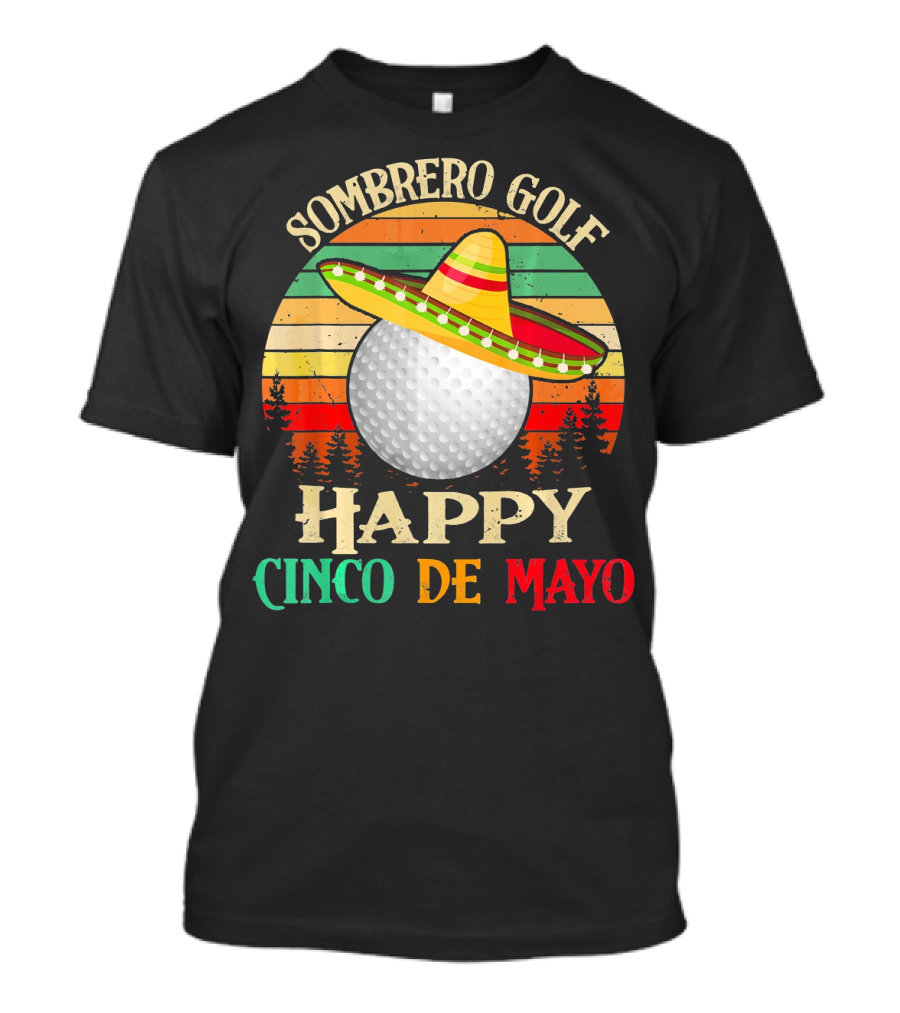 Sombrero Golf Happy Cinco De Mayo Vintage Sunset T-Shirt