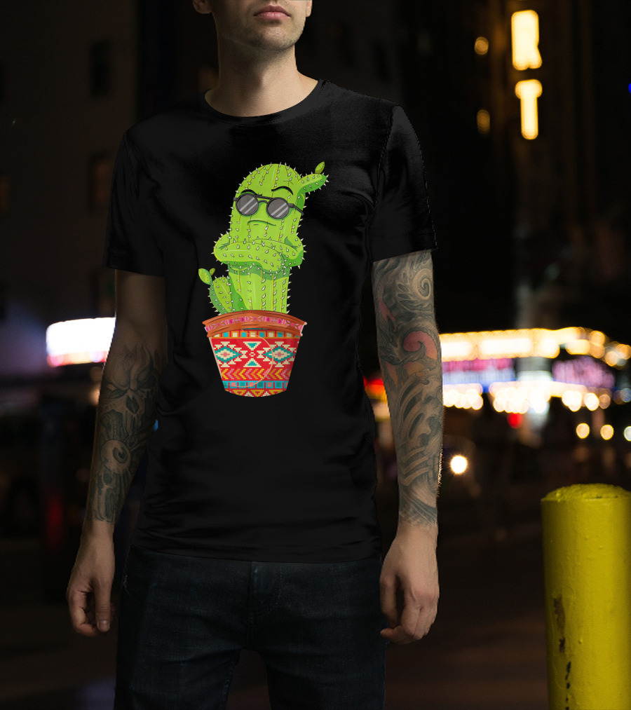 Cinco De Mayo Cool Cactus With Sunglasses In Mexican Pot T-Shirt