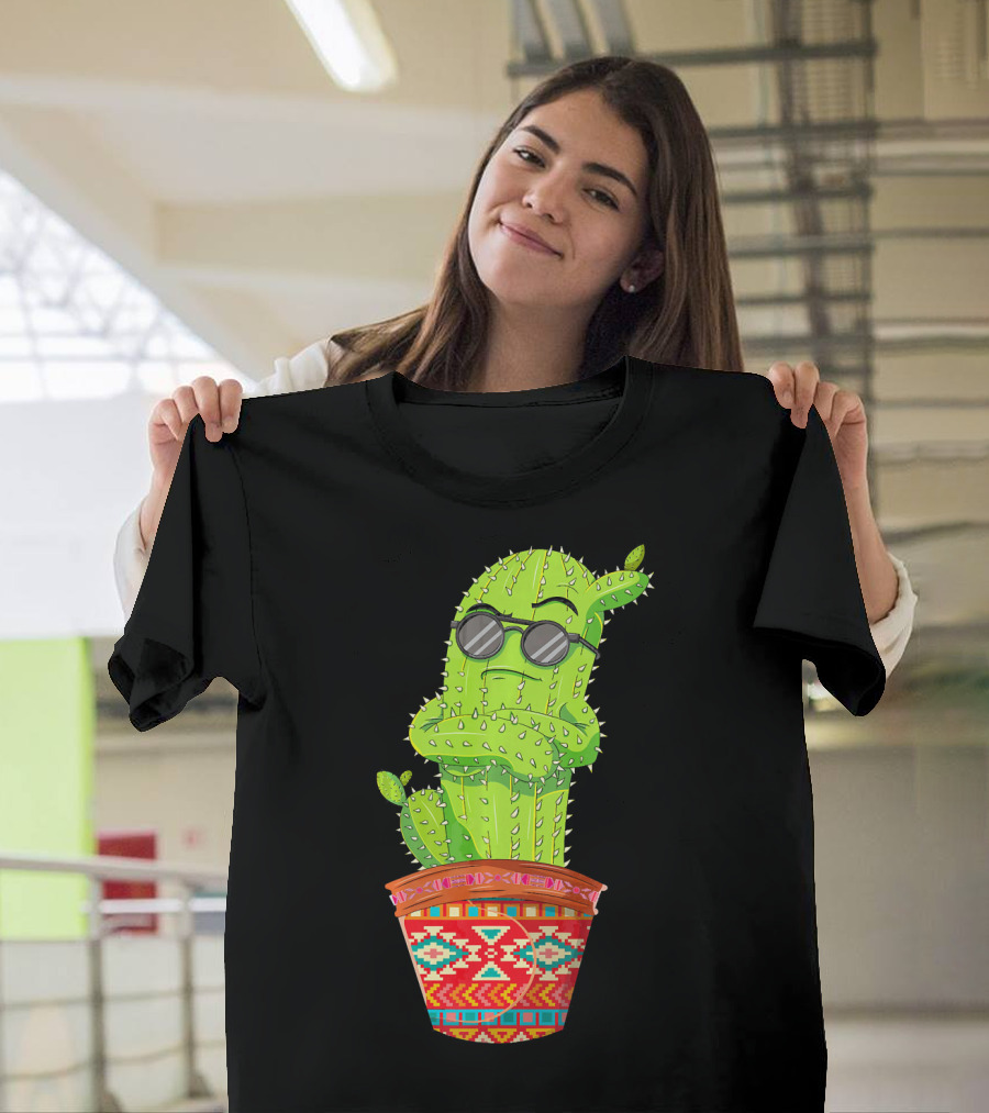 Cinco de Mayo Cool Cactus with Sunglasses in Mexican Pot T-Shirt