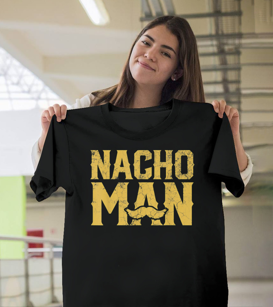 NACHO MAN Funny Cinco De Mayo Comic Style Mustache T-Shirt