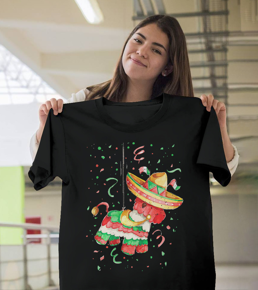 Happy 5th May Feliz Cinco De Mayo Mexica Piñata Sombrero Celebration Confetti T-Shirt