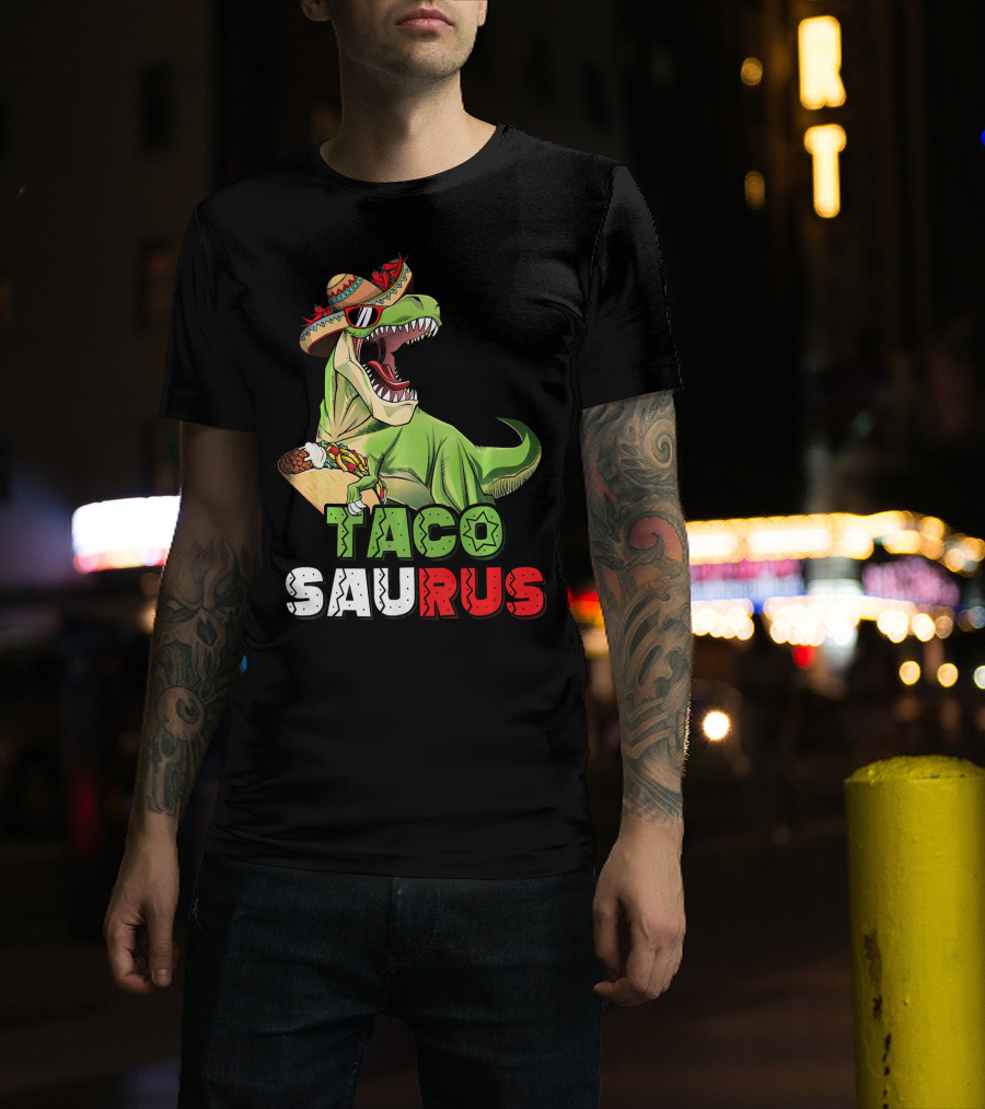 Tacosaurus Mexican Rex Cinco De Mayo Dinosaur Fiesta T-Shirt