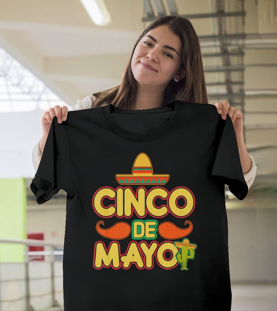 Cinco De Mayo Sombrero Cactus Mustache Mexican T-Shirt