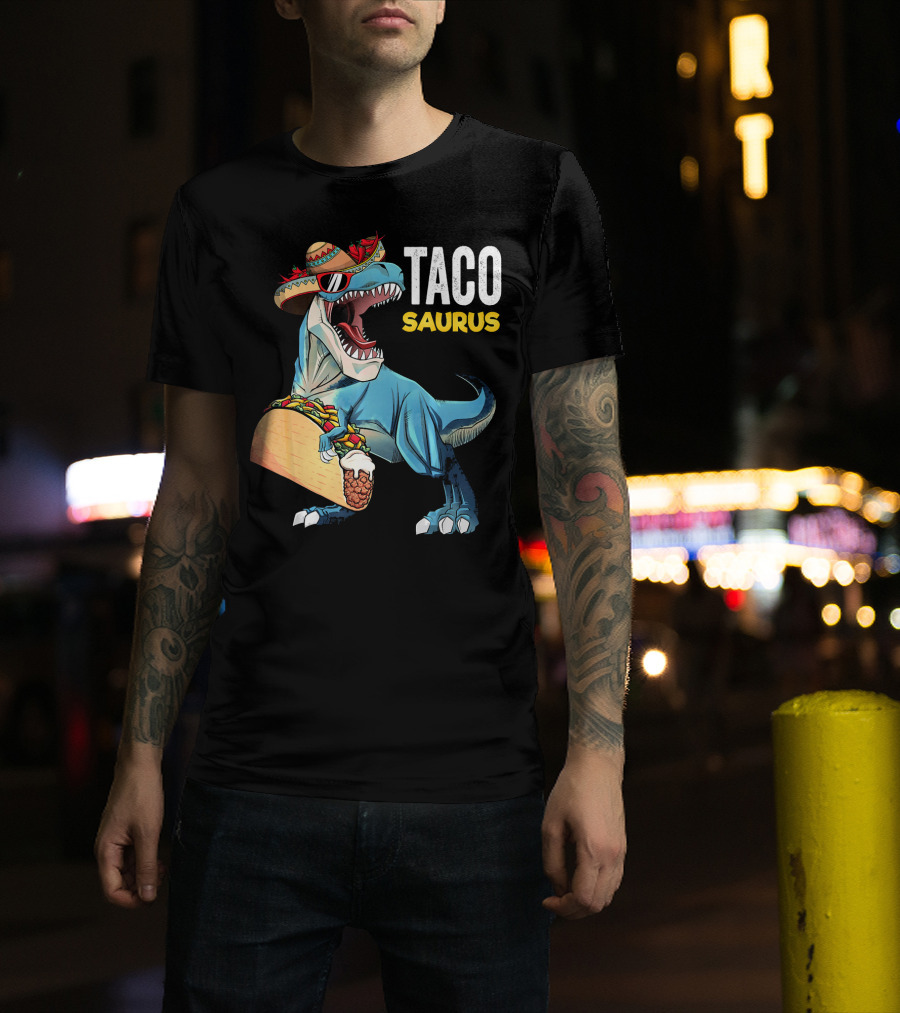 Taco Tuesday Cinco De Tacosaurus Dinosaur Sombrero T-Shirt