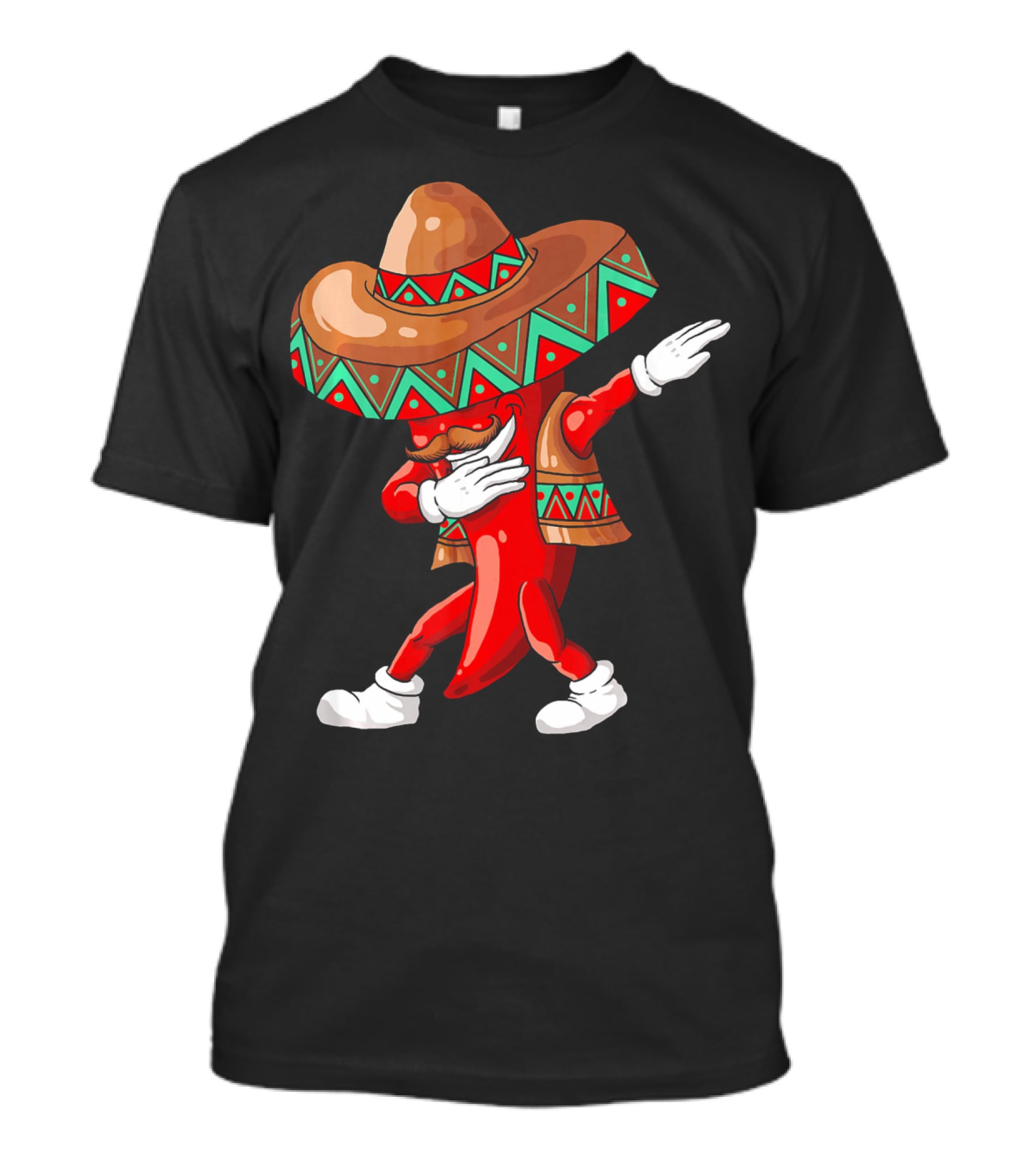 Funny Dabbing Cinco De Mayo Chili Pepper With Sombrero T-Shirt