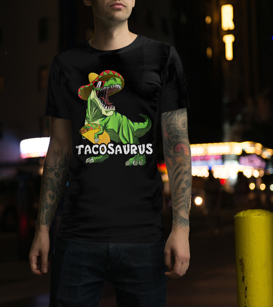 Tacosaurus Cinco De Mayo Rex Tac Dinosaur Sombrero Taco T-Shirt