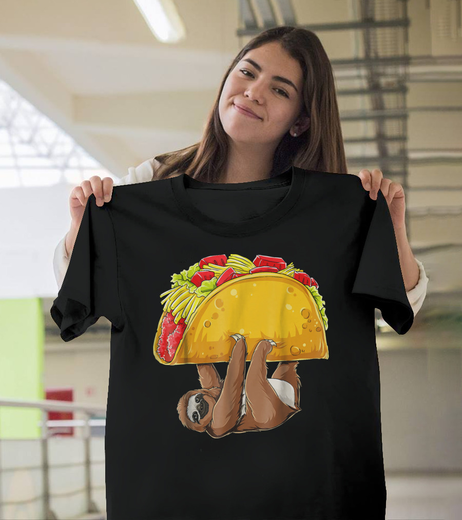 Sloth Hanging from Giant Taco Cinco de Mayo T-Shirt
