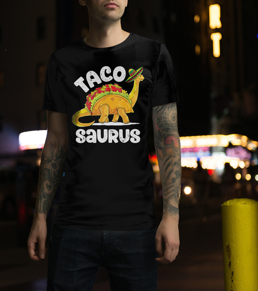 Tacosaurus Sombrero Cinco De Mayo Taco Dinosaur T-Shirt