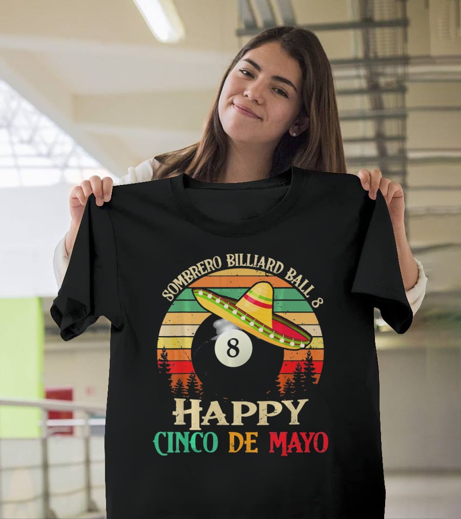 Sombrero Billiard Ball 8 Happy Cinco De Mayo T-Shirt