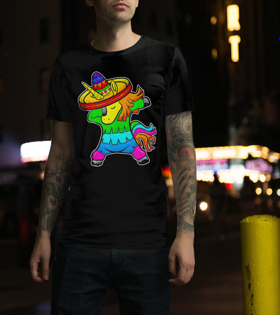 Cinco De Mayo Dabbing Unicorn Sombrero Fiesta T-Shirt