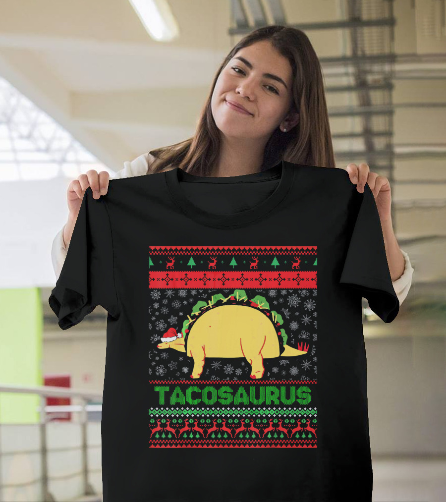 Tacosaurus Dino Taco Santa Ugly Christmas Sweater Cinco De Mayo T-Shirt