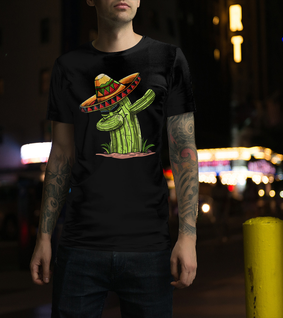 Dabbing Cactus Sombrero Funny Cinco De Mayo T-Shirt