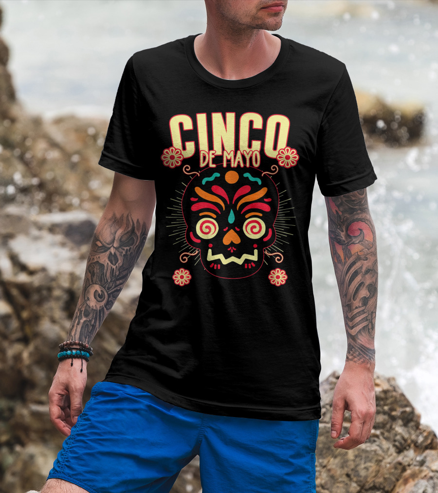 Cinco De Mayo Skull Design For Senor Senora And Sen T-Shirt