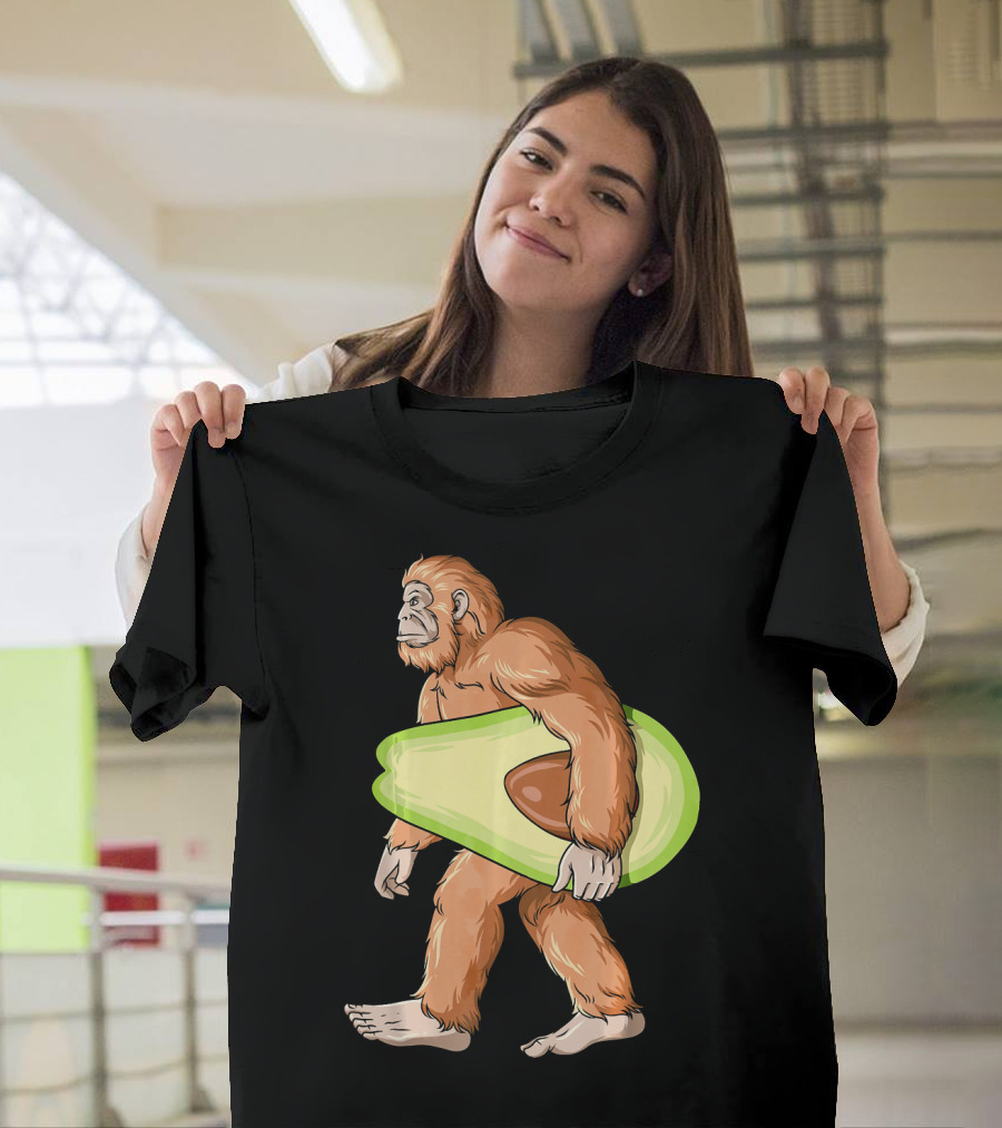 Bigfoot Carrying Avocado Sasquatch Cinco De Mayo Humor T-Shirt