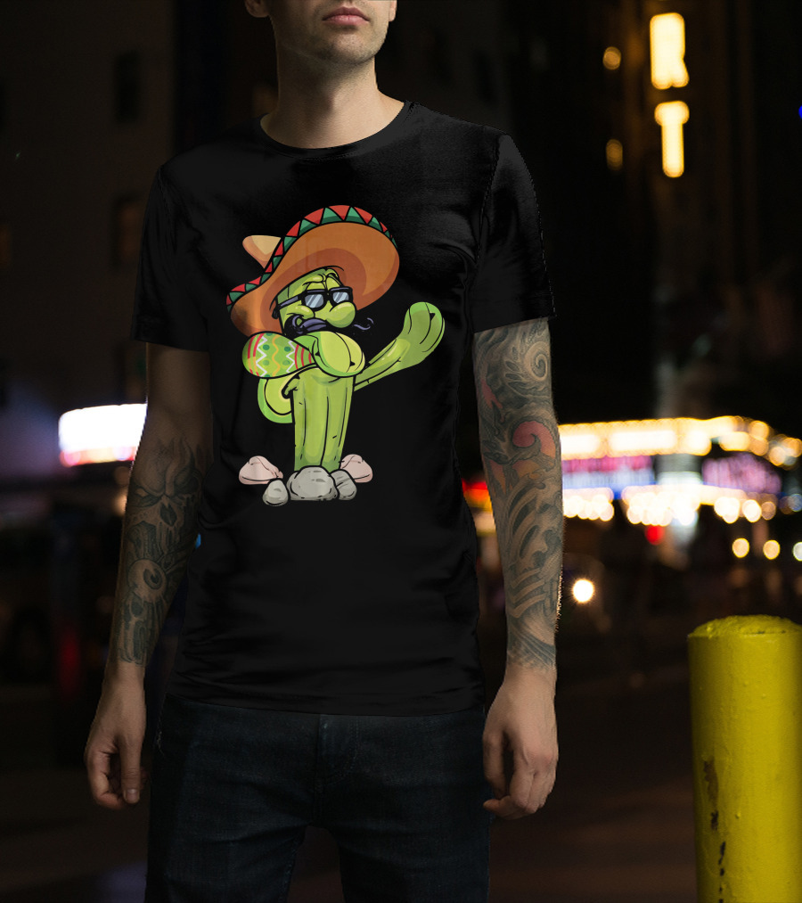 Sombrero Cactus Dabbing Dance Cinco De Mayo T-Shirt