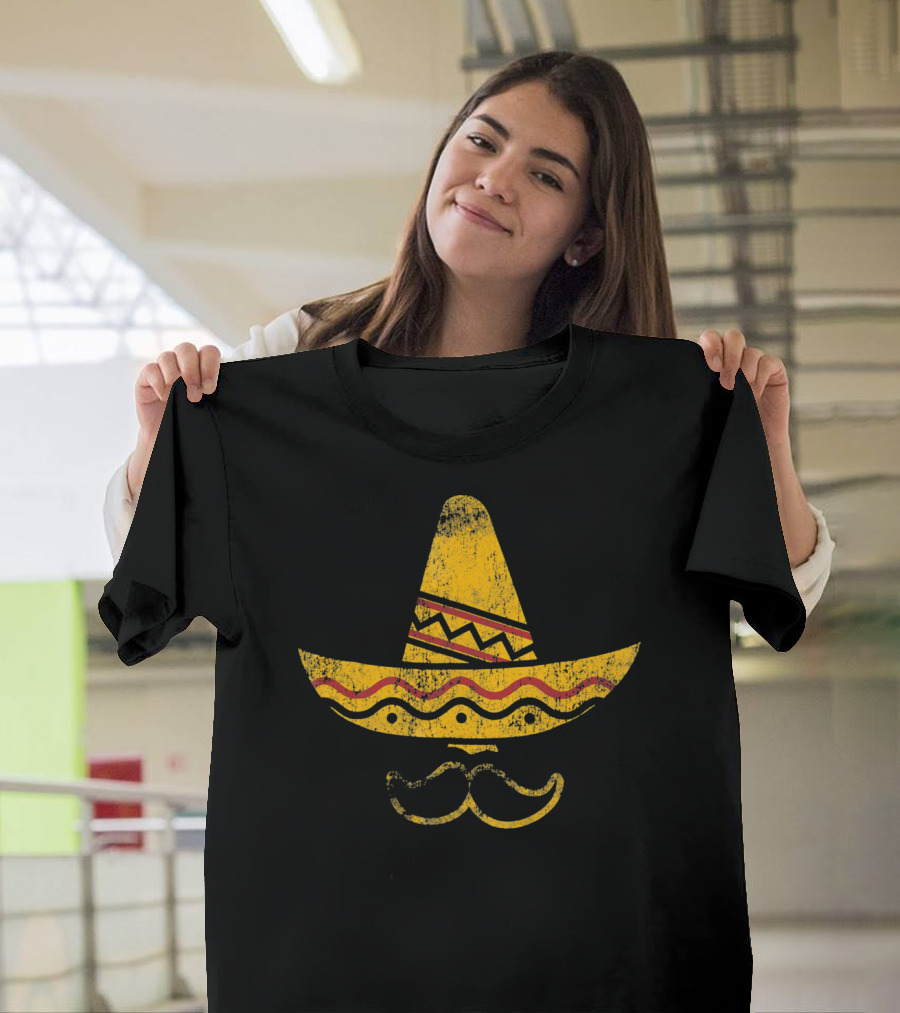 Cinco De Mayo Mustache Sombrero Mexican Hat T-Shirt