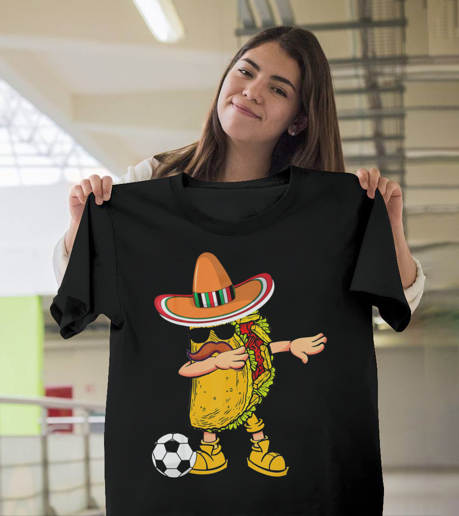 Dabbing Soccer Taco With Sombrero Cinco De Mayo Dab T-Shirt